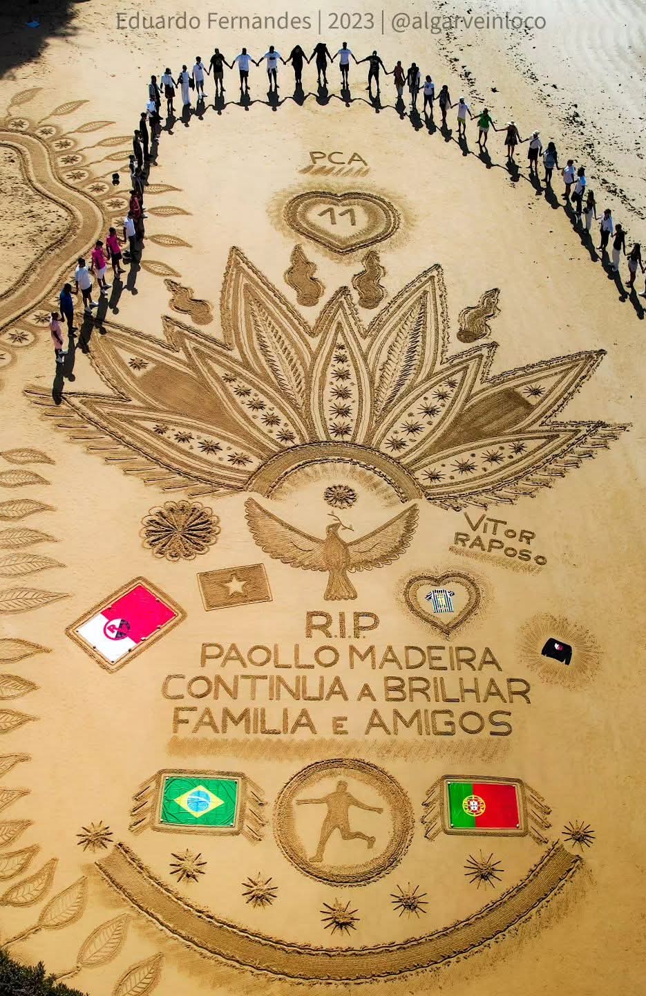Arte em areia PCA 11 — homenagem por Vitor Raposo
